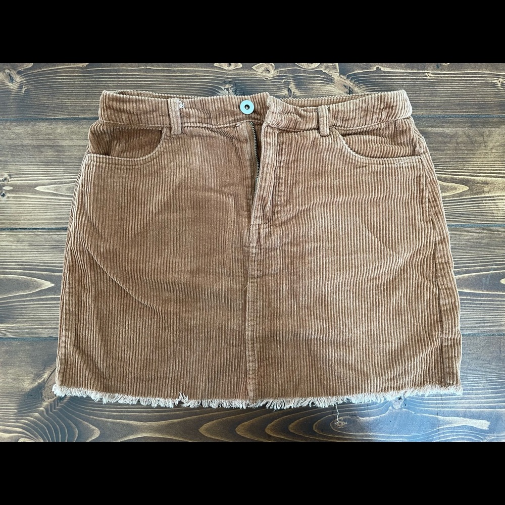 mittoshop khaki/ gold corduroy skirt size Small